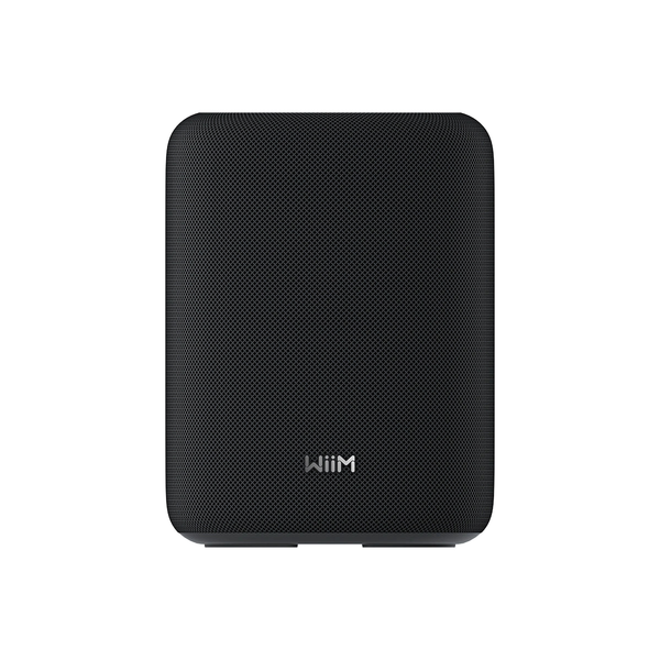 WiiM Sound Lite Streaming-Lautsprecher Schwarz Frontansicht mit Stoffgitter