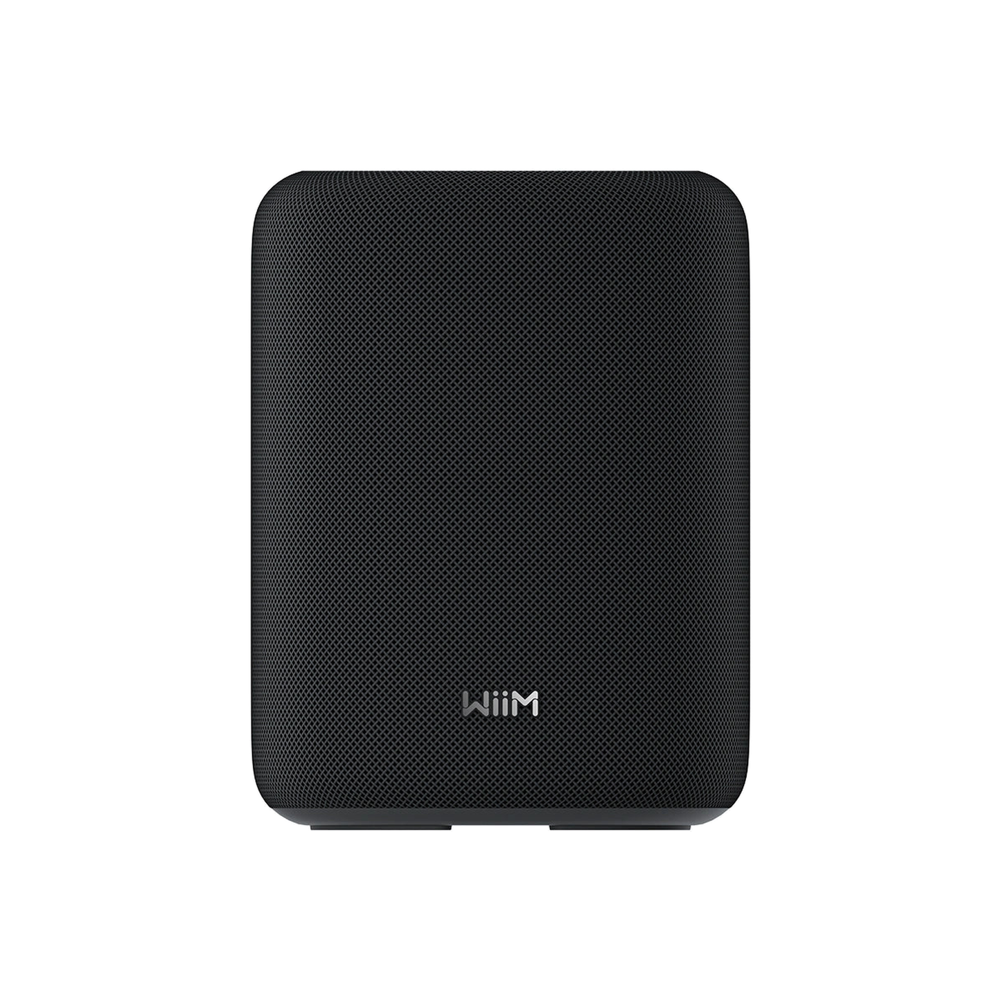 WiiM Sound Lite Streaming-Lautsprecher Schwarz Frontansicht mit Stoffgitter