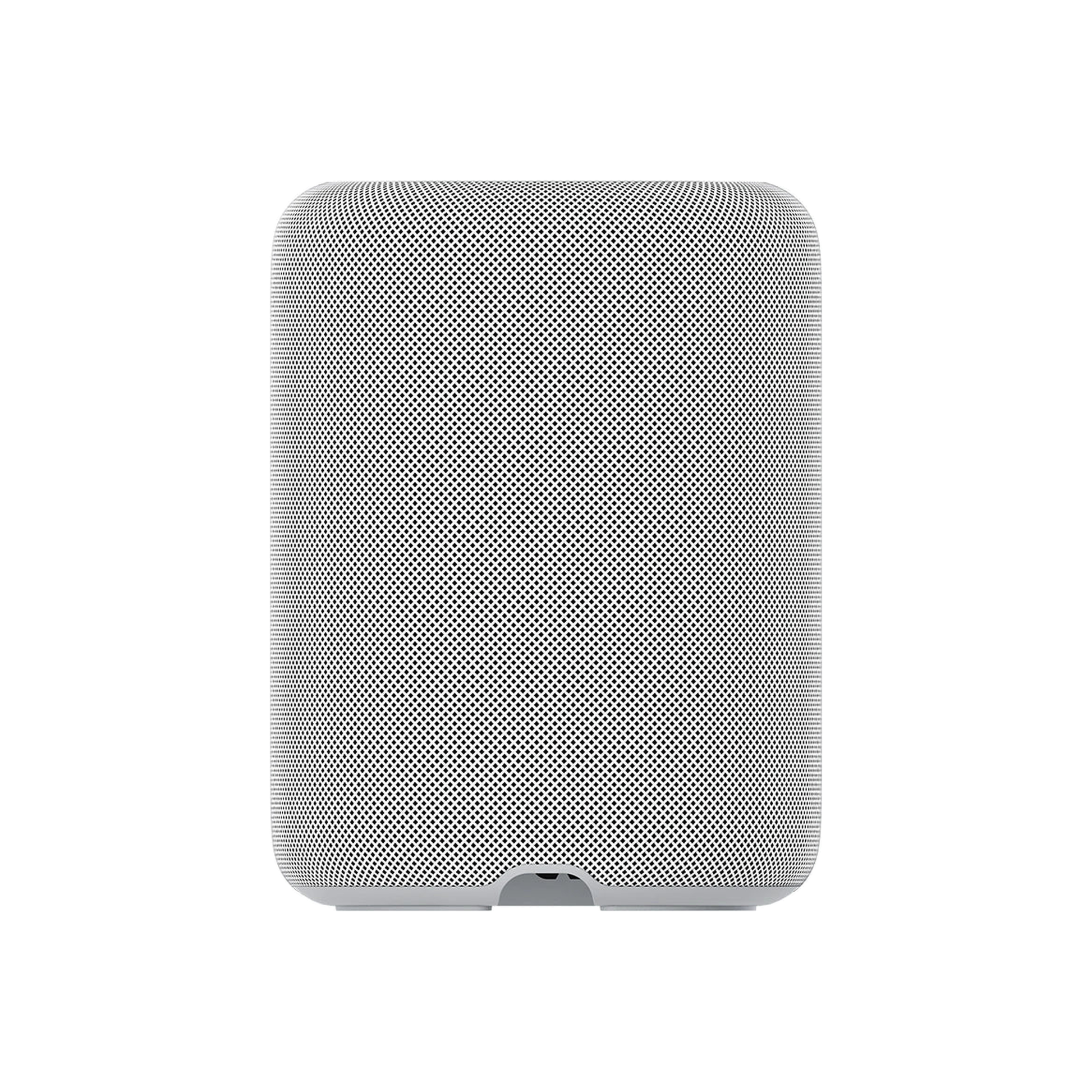 WiiM Sound Lite Streaming-Lautsprecher Weiss Frontansicht mit hellem Stoffgitter