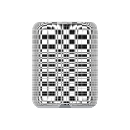 WiiM Sound Lite Streaming-Lautsprecher Weiss Frontansicht mit hellem Stoffgitter
