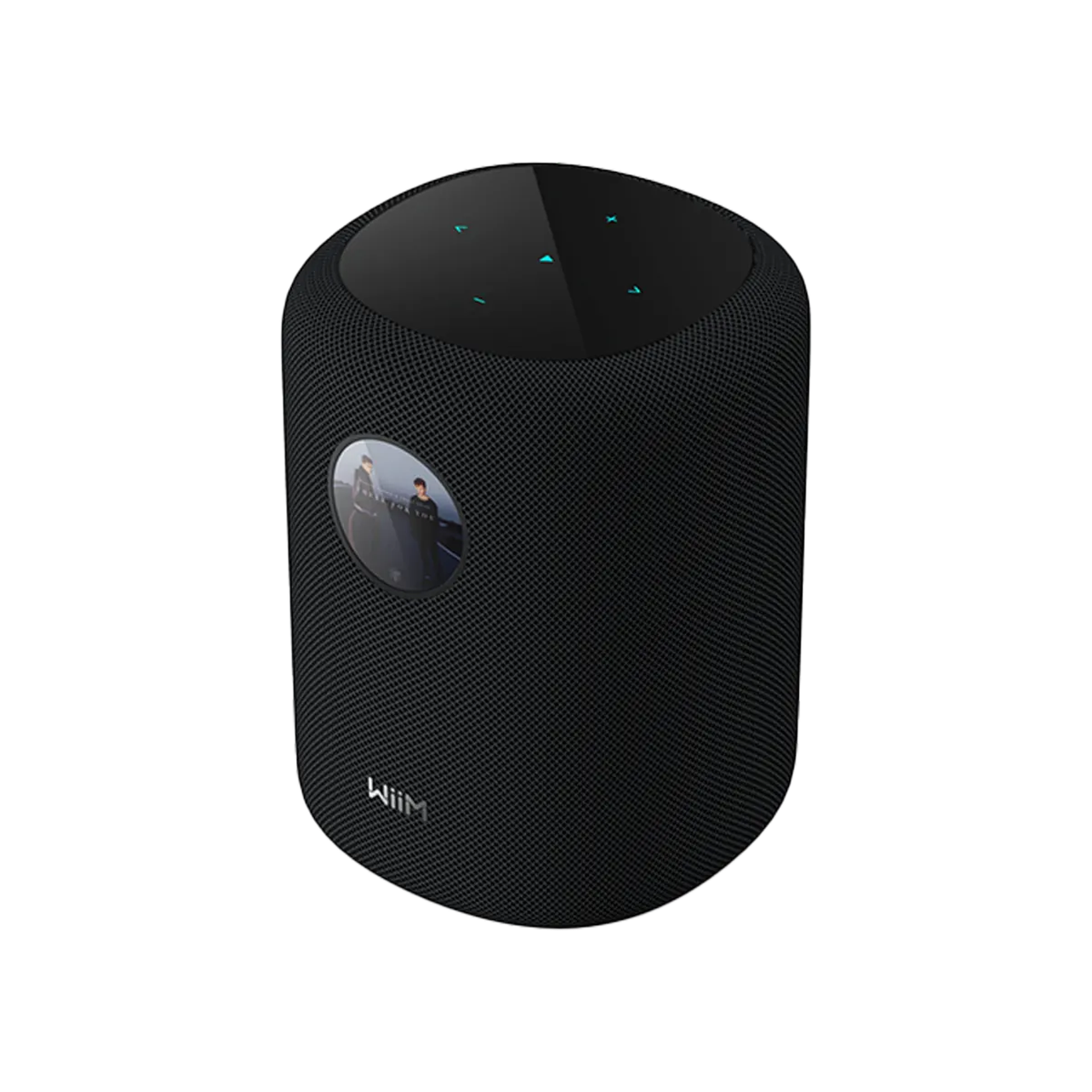WiiM Sound Streaming-Lautsprecher Schwarz Frontansicht mit rundem Touch-Display