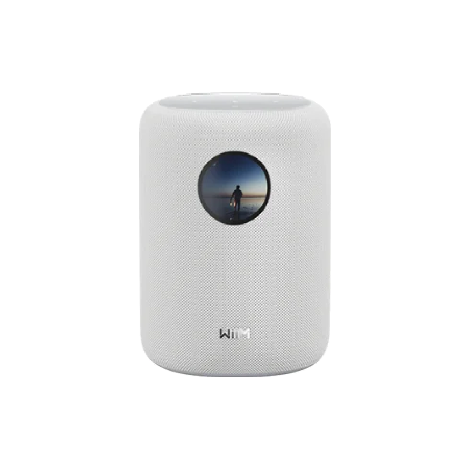 WiiM Sound Streaming-Lautsprecher Weiss Frontansicht mit rundem Touch-Display