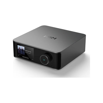WiiM Ultra Netzwerk-Streamer Space Gray Frontansicht mit Farb-Touchscreen und Drehregler
