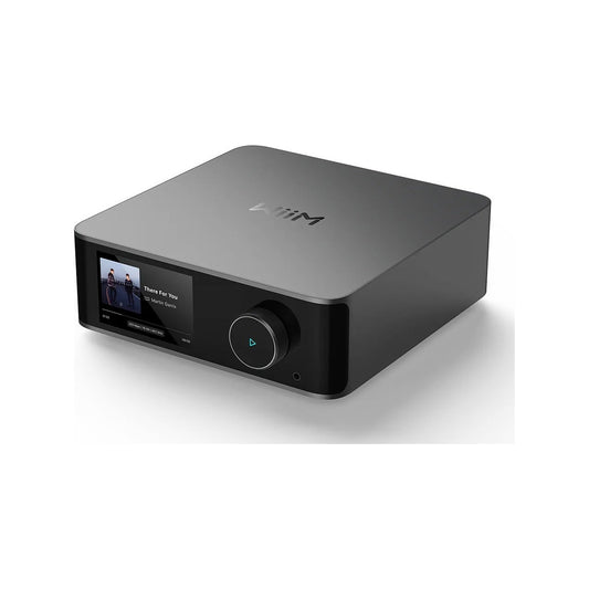 WiiM Ultra Netzwerk-Streamer Space Gray Frontansicht mit Farb-Touchscreen und Drehregler