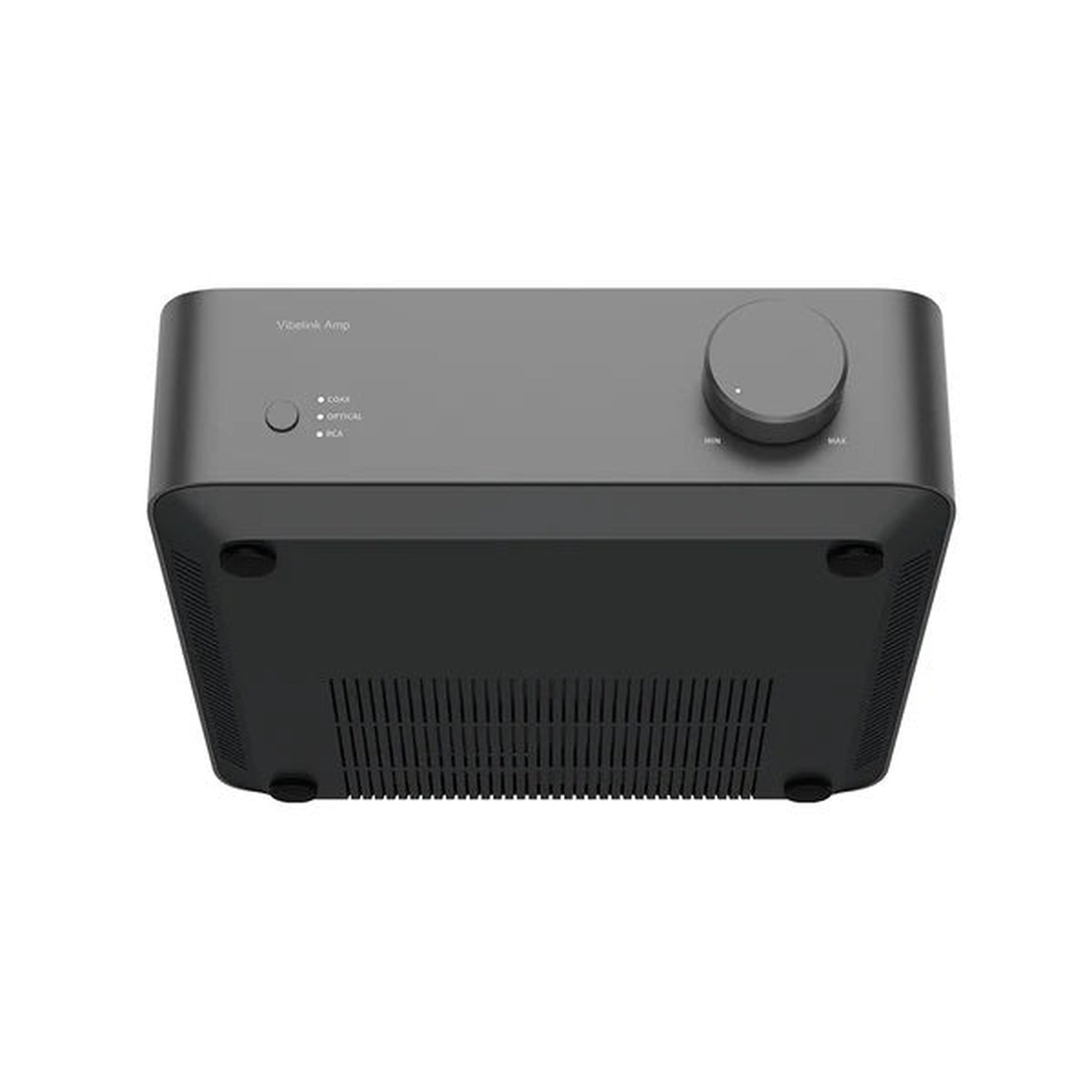 WiiM VibeLink Amp Vollverstärker Space Gray Detailansicht Unterseite mit Lüftungsschlitzen