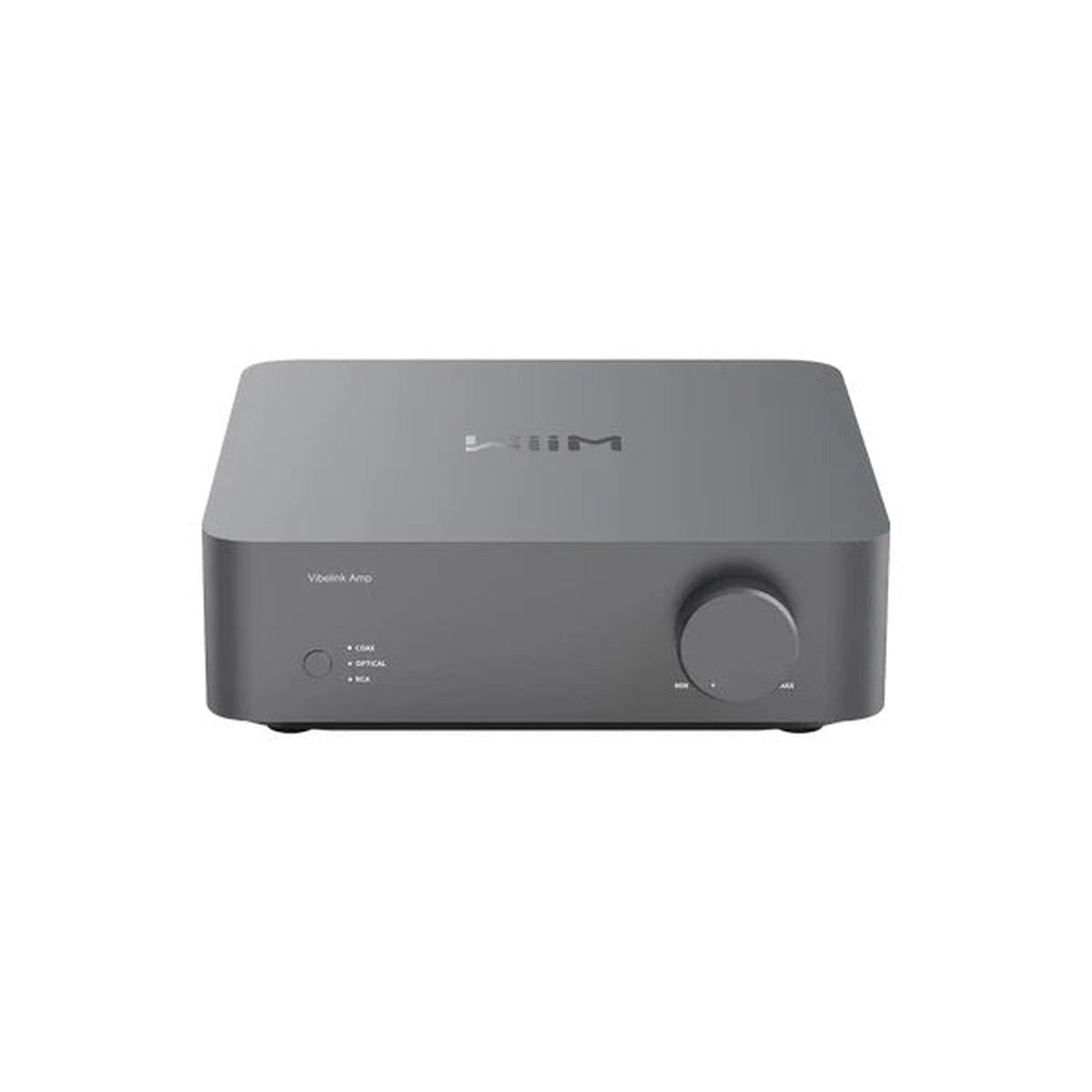 WiiM VibeLink Amp Vollverstärker Space Gray Frontansicht 2 frontal mit Eingangswahl