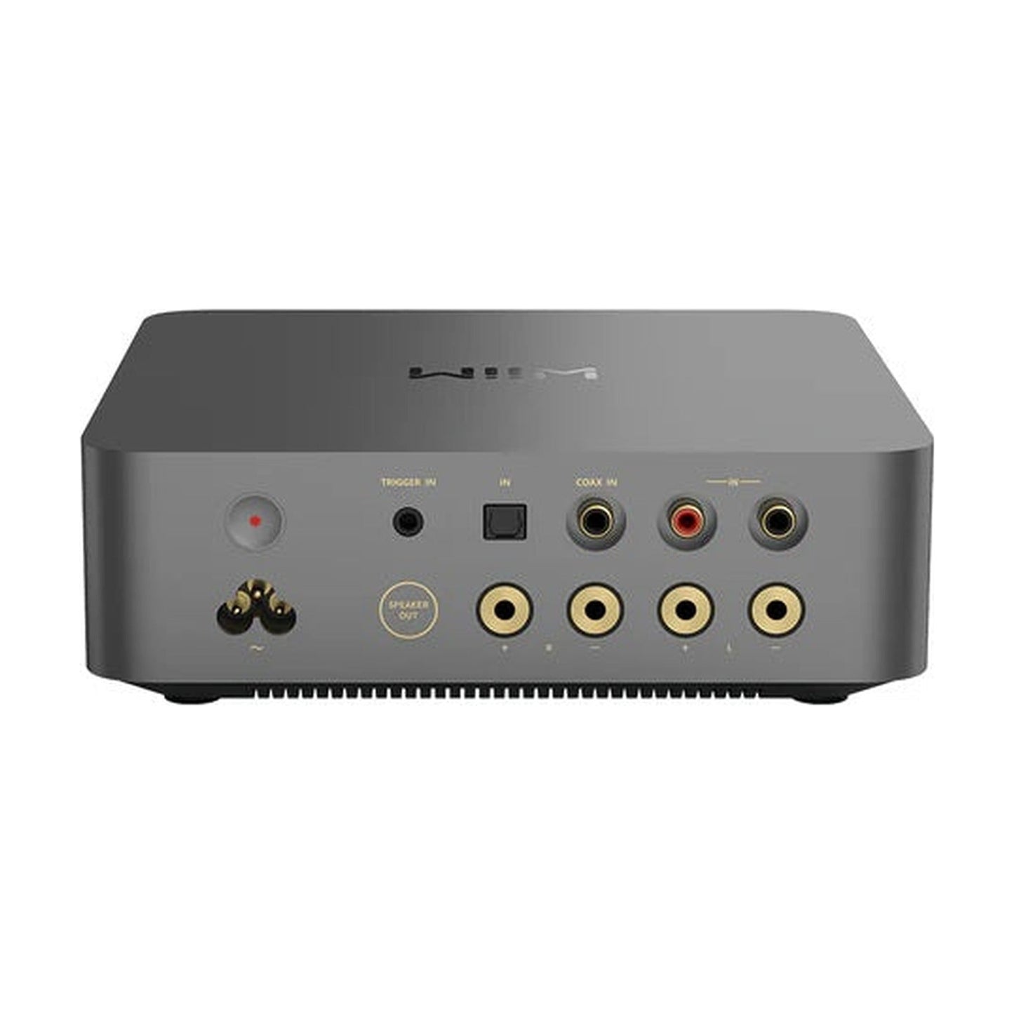 WiiM VibeLink Amp Vollverstärker Space Gray Rückansicht mit Trigger, Toslink, Coax und Cinch