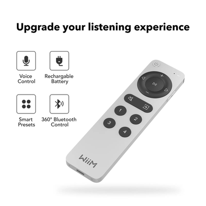 WiiM Voice Remote 2 Sprachfernbedienung Detailansicht Sprachsteuerung, Akku, Presets und Bluetooth