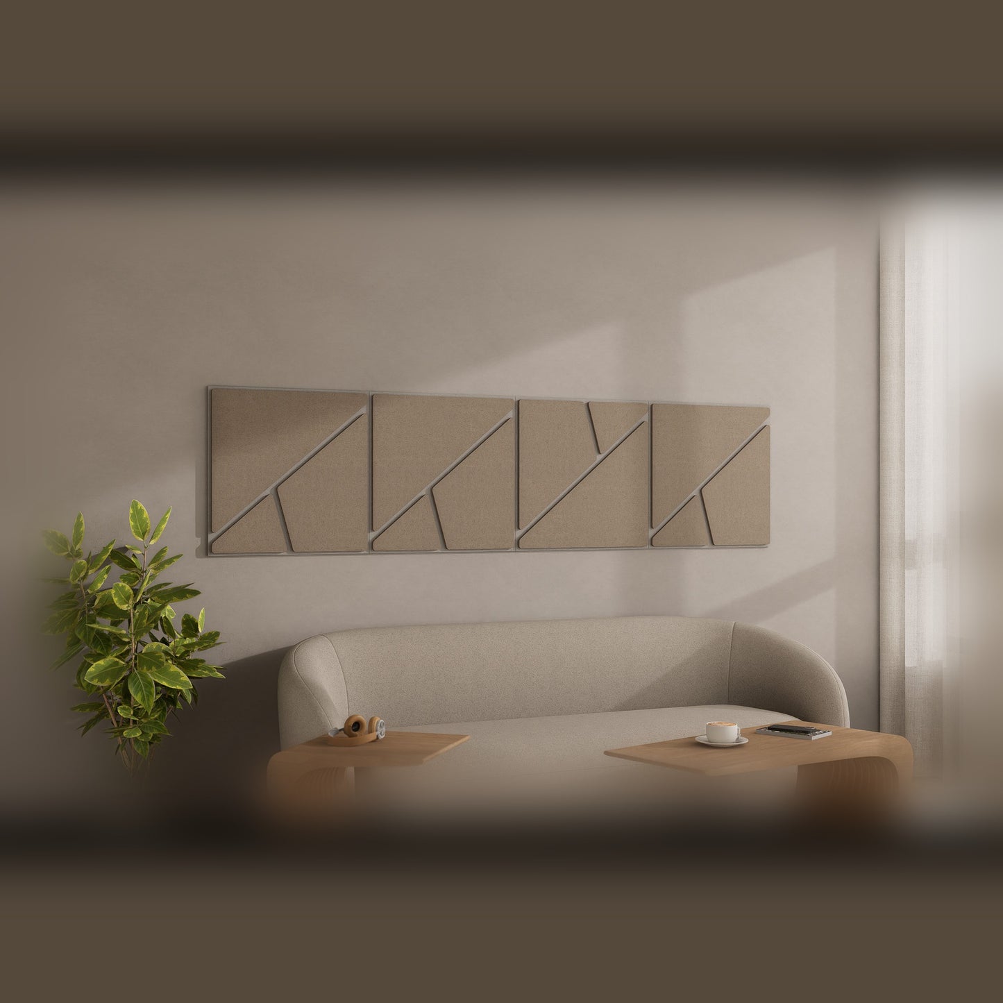 Woodbang Fractal PET-Filz Akustikpaneel Lifestyle Wohnzimmer, Grösse S