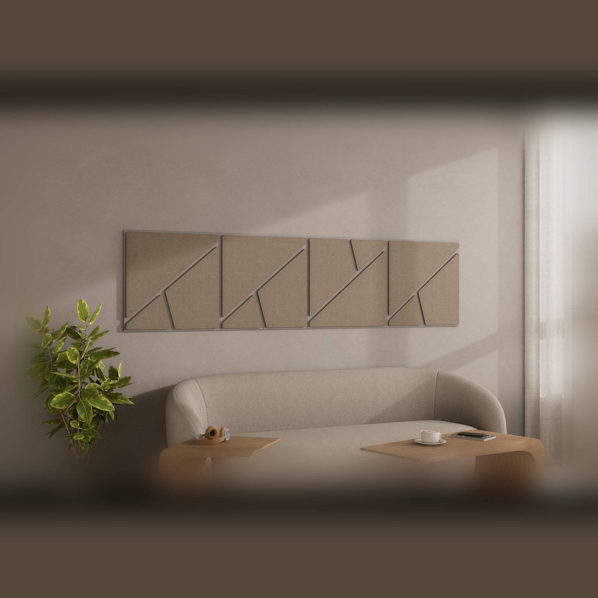 Woodbang Fractal PET-Filz Akustikpaneel Lifestyle Wohnzimmer, Grösse S