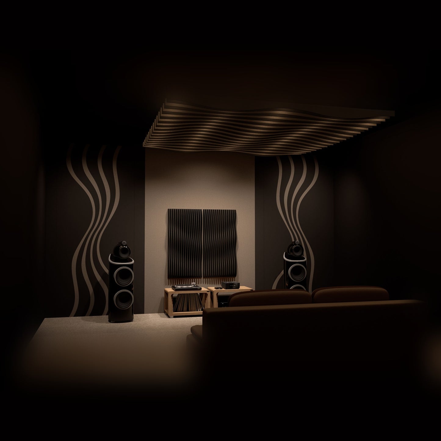 Woodbang HowlFlow Parametric-Deckenverkleidung Lifestyle Hörraum