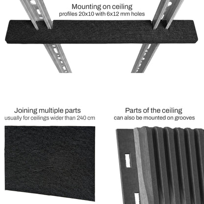 Woodbang HowlFlow Parametric-Deckenverkleidung Funktionsgrafik Montage an Deckenprofilen und Nut-Halterungen