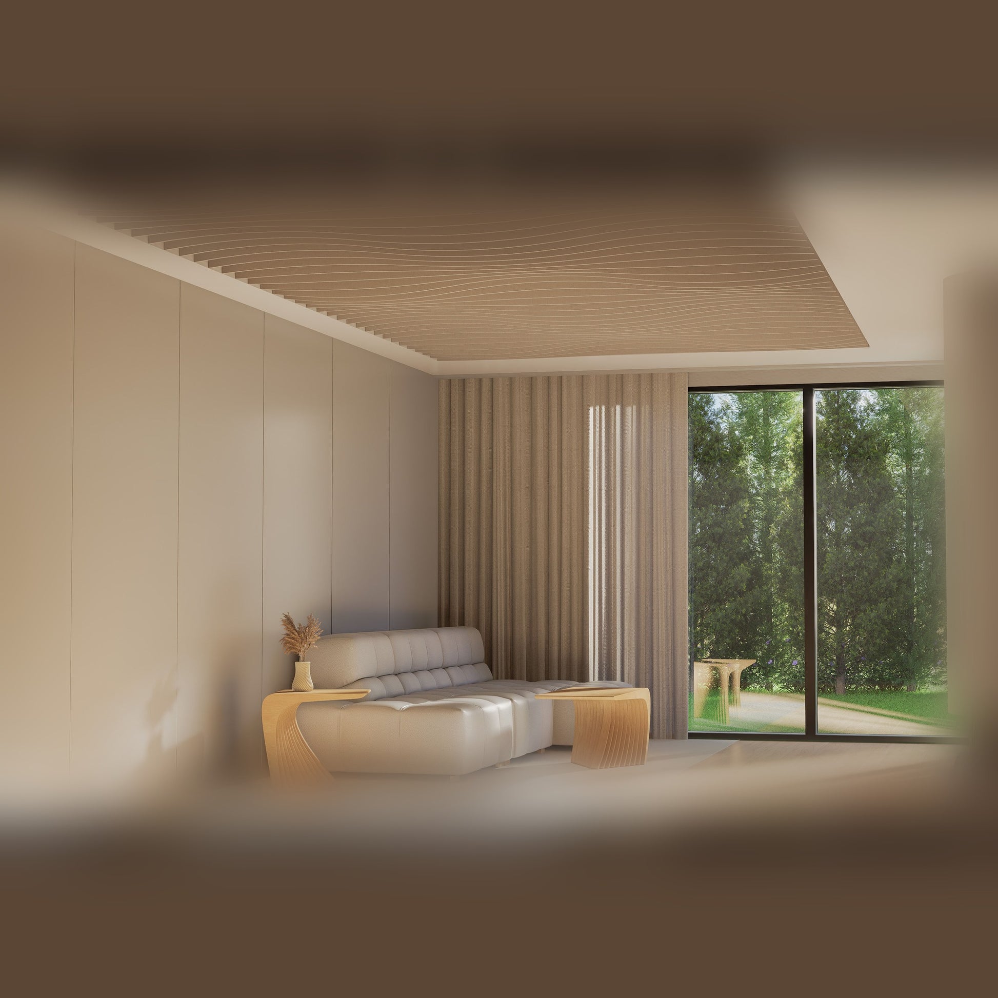 Woodbang HowlFlow Parametric-Deckenverkleidung Lifestyle Wohnzimmer