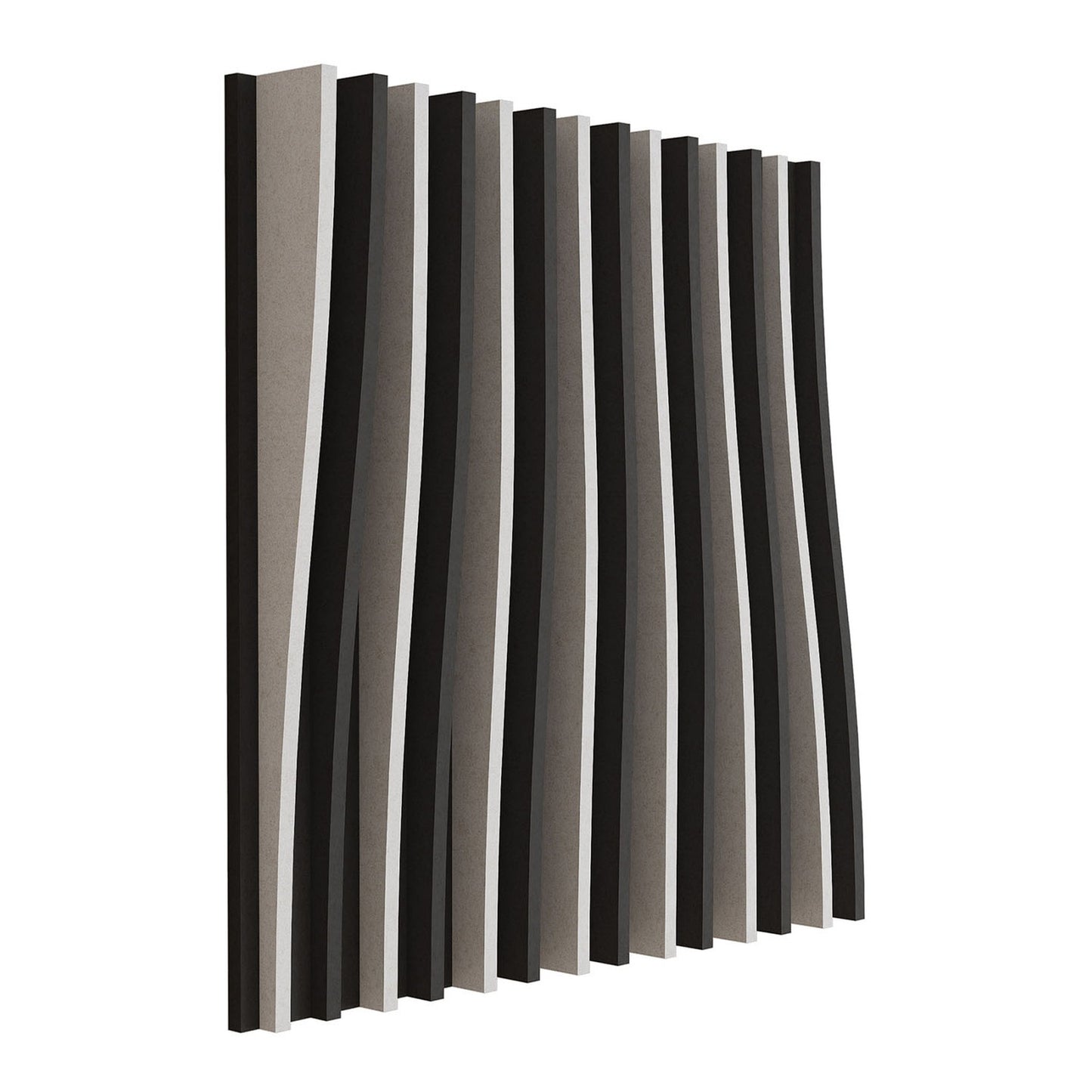 Woodbang Parametric Wave Akustikpaneel Schrägansicht Modell Standard, Farbe Dunkelgrau