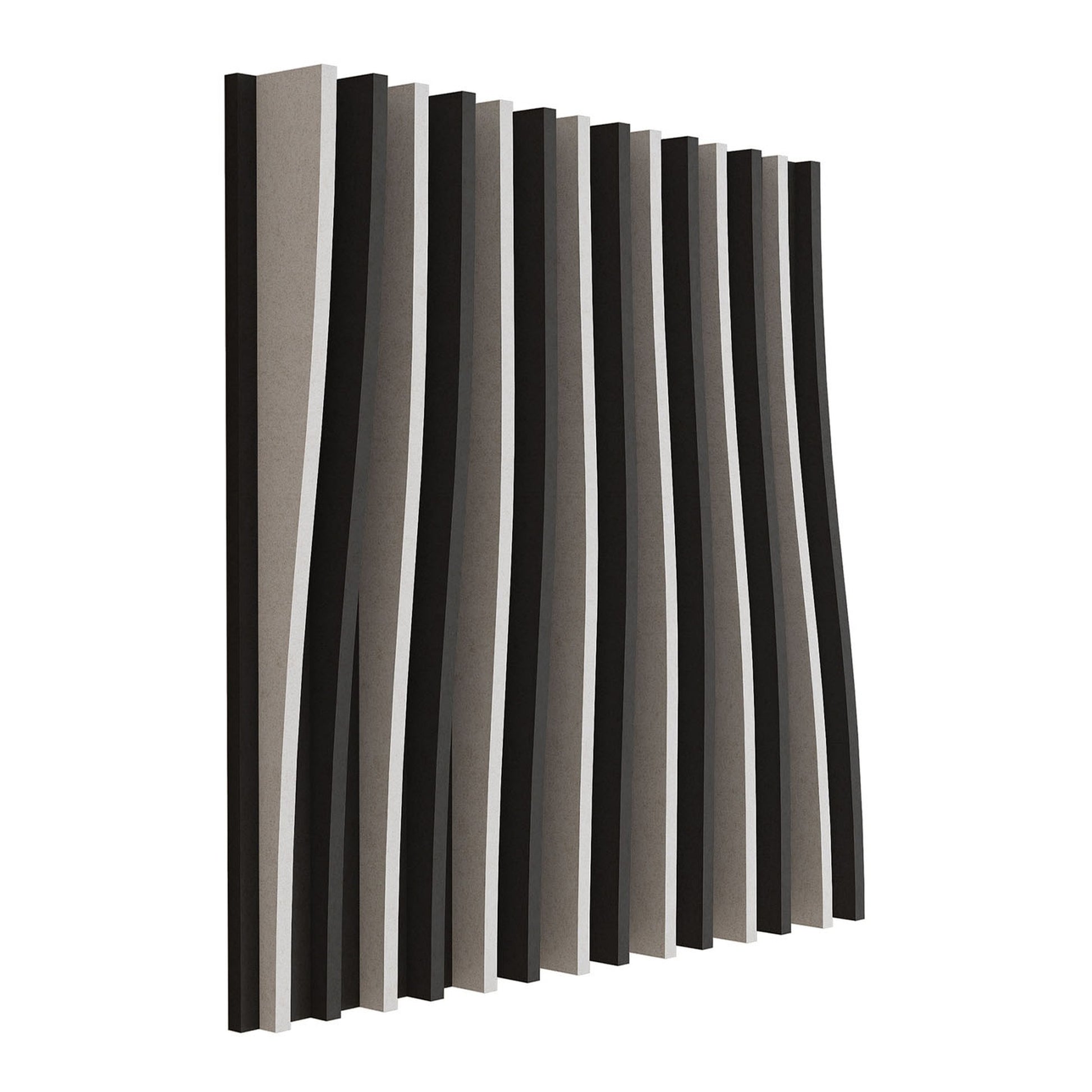 Woodbang Parametric Wave Akustikpaneel Schrägansicht Modell Standard, Farbe Dunkelgrau