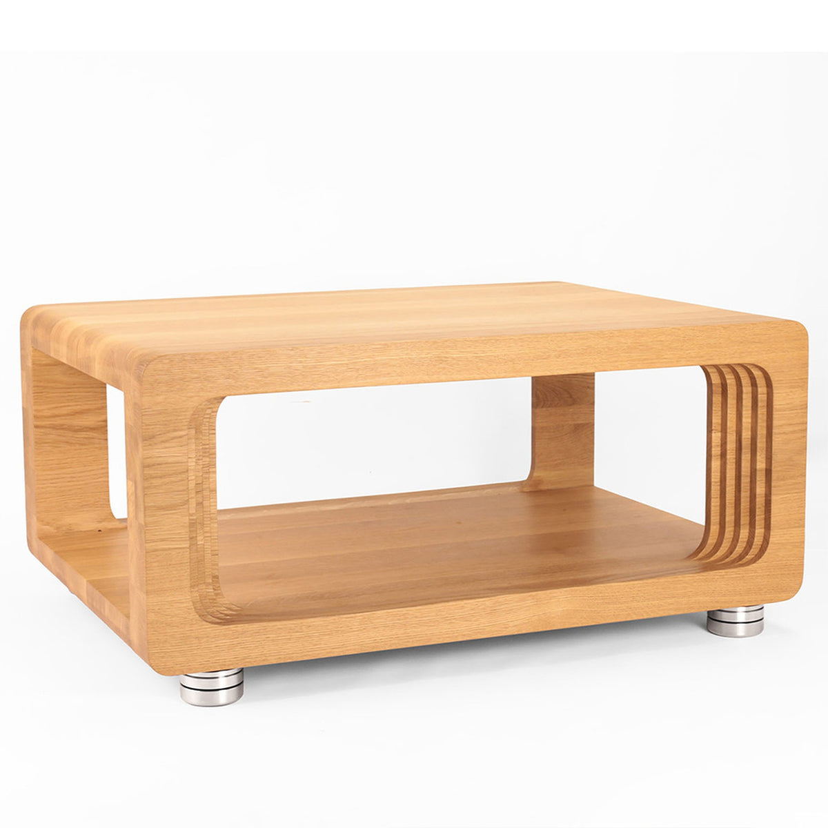 Woodbang Qlimax Extatic HiFi-Rack Eiche Seitenansicht, gegenüberliegende Seite