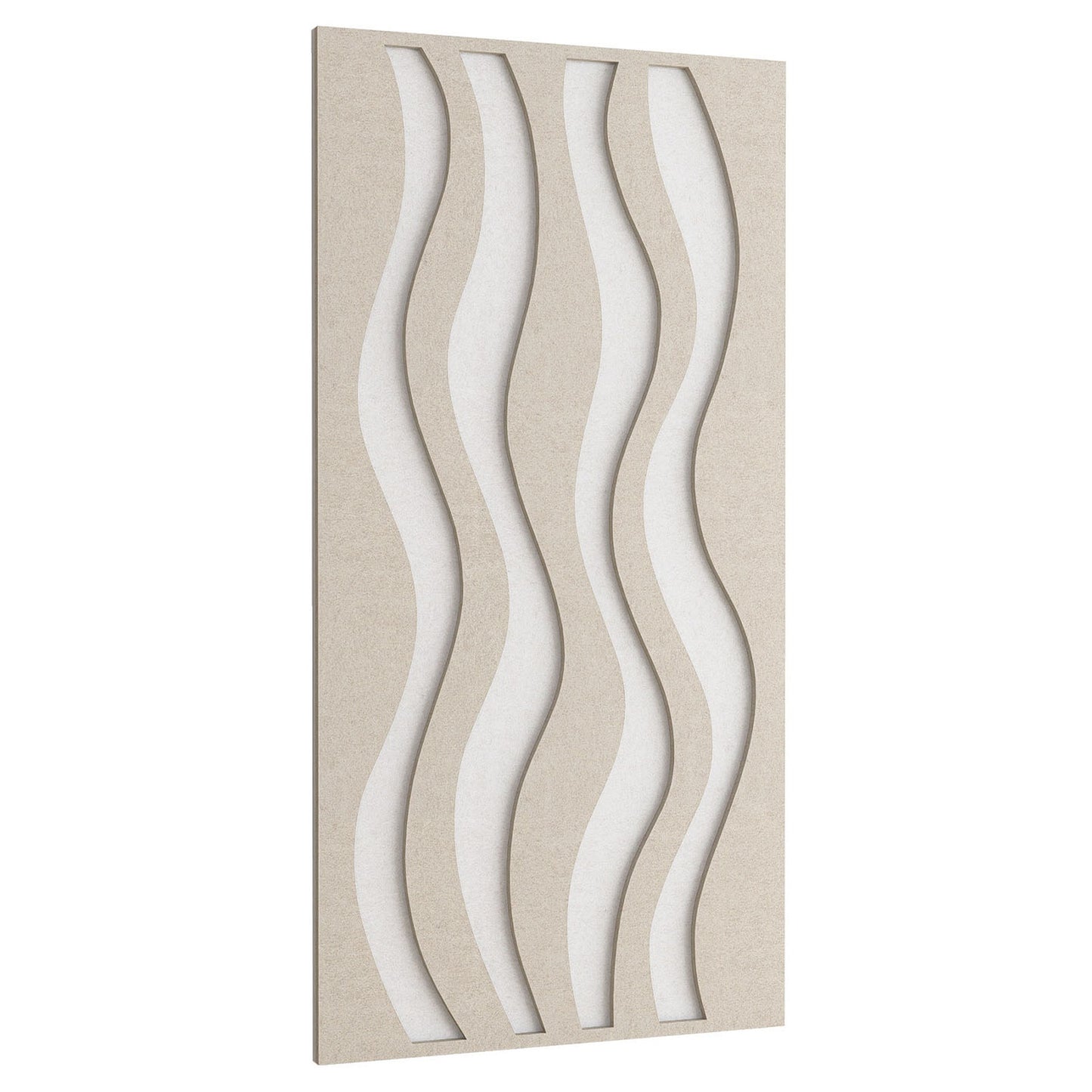 Woodbang Stream PET-Filz Akustikpaneel Schrägansicht Ausführung Cut, Farbe Beige