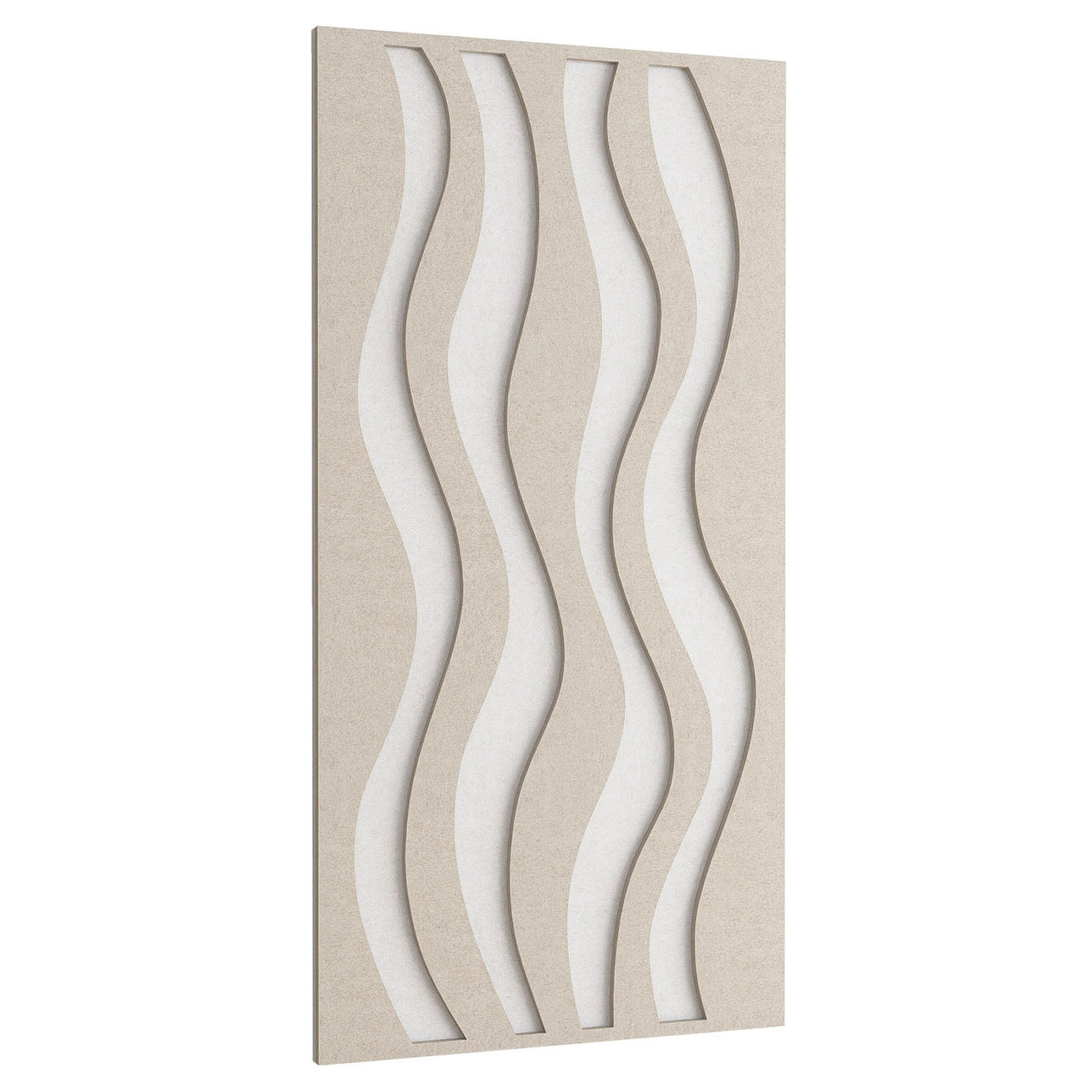 Woodbang Stream PET-Filz Akustikpaneel Schrägansicht Ausführung Cut, Farbe Beige