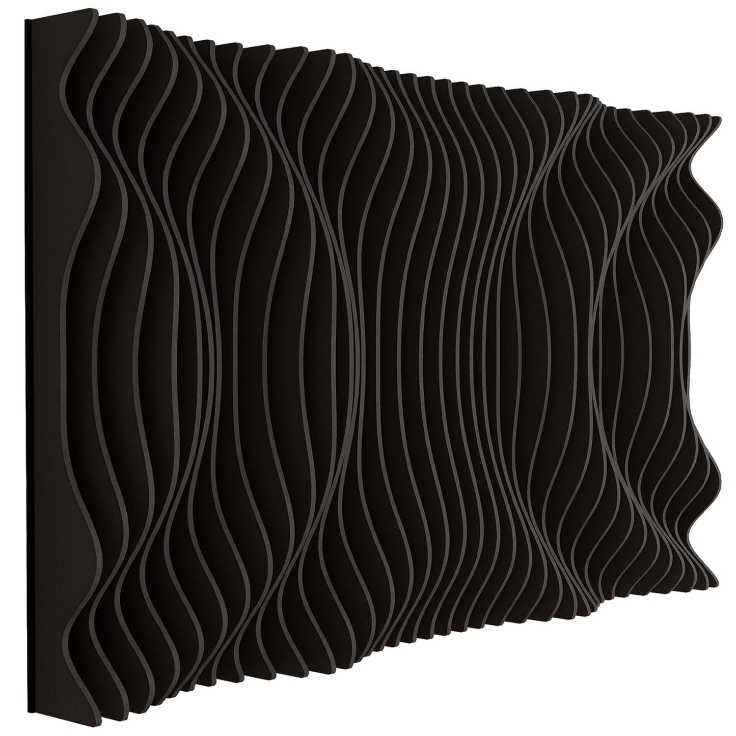 Woodbang Swell Parametric-Wandverkleidung Schrägansicht Ausführung Deep, Farbe Dark Grey
