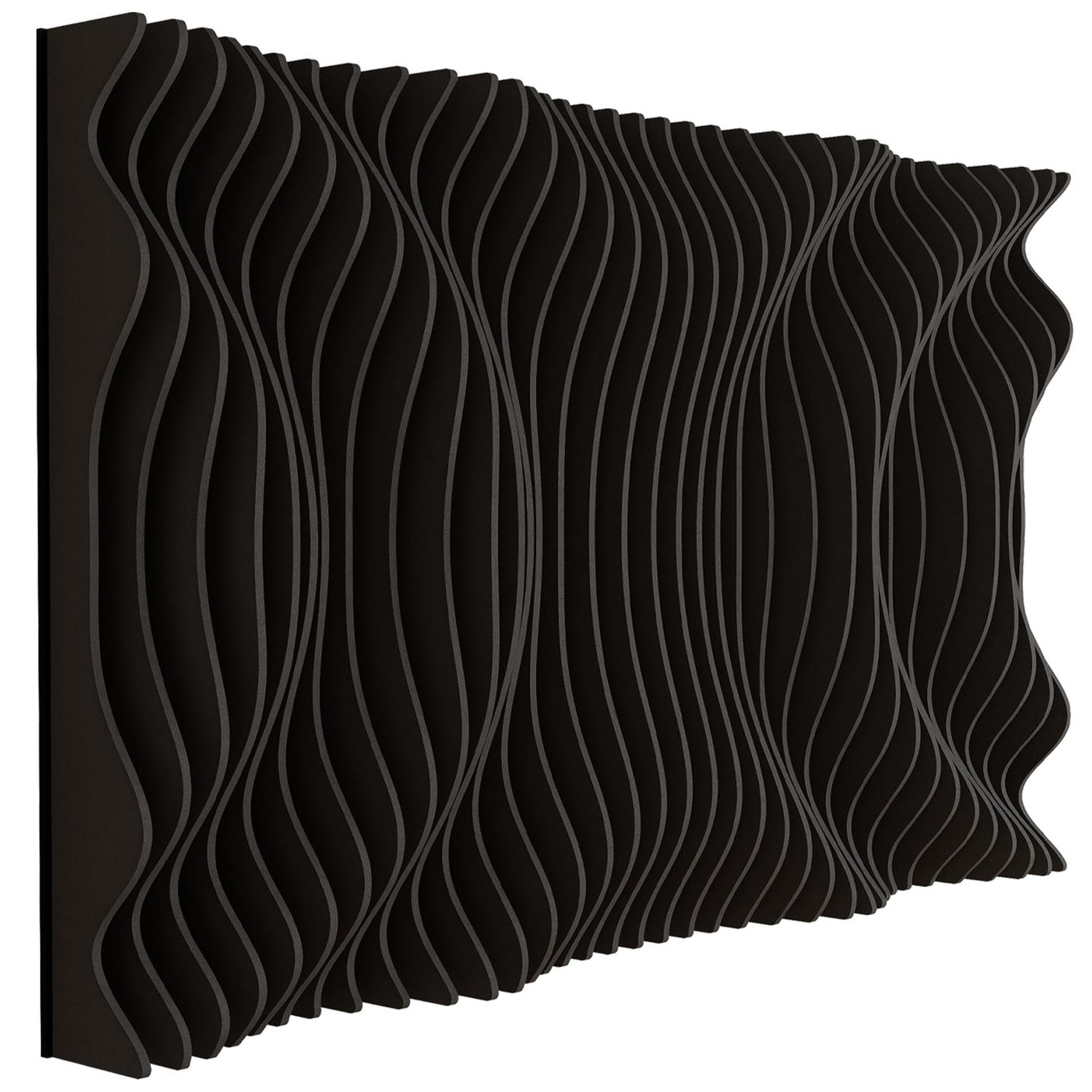 Woodbang Swell Parametric-Wandverkleidung Schrägansicht Ausführung Deep, Farbe Dark Grey