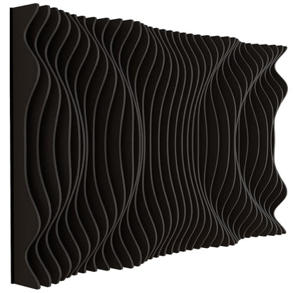 Woodbang Swell Parametric-Wandverkleidung Schrägansicht Ausführung Deep, Farbe Dark Grey