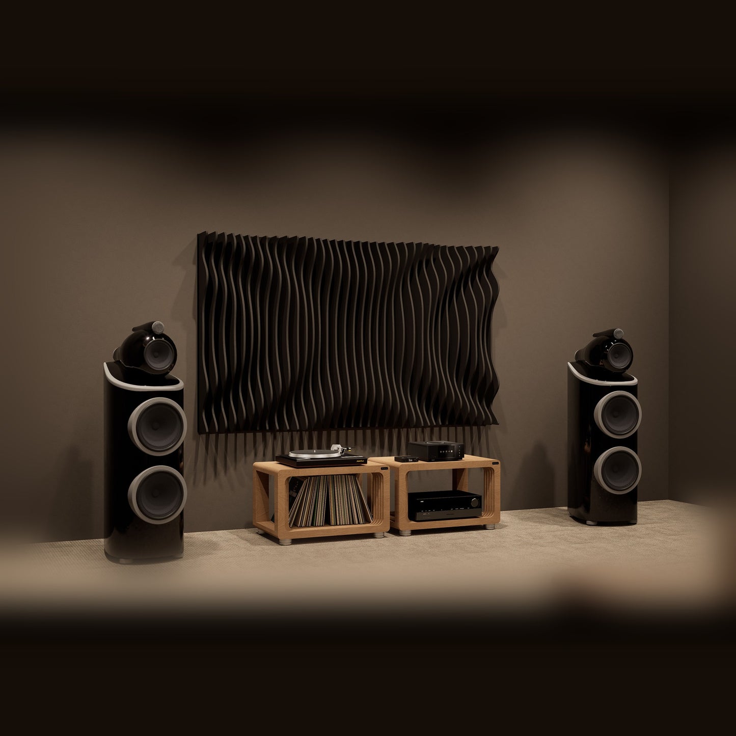 Woodbang Swell Parametric-Wandverkleidung Lifestyle Hörraum