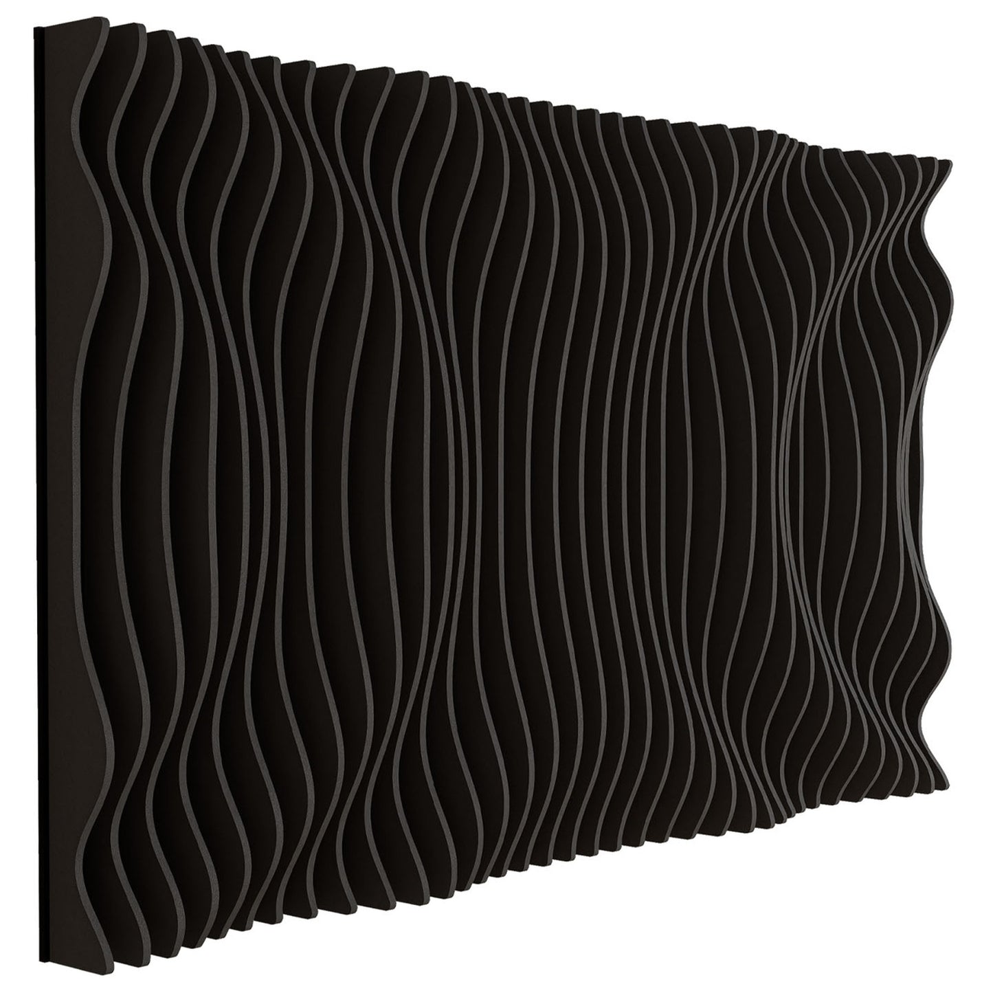 Woodbang Swell Parametric-Wandverkleidung Schrägansicht Ausführung Shallow, Farbe Dark Grey