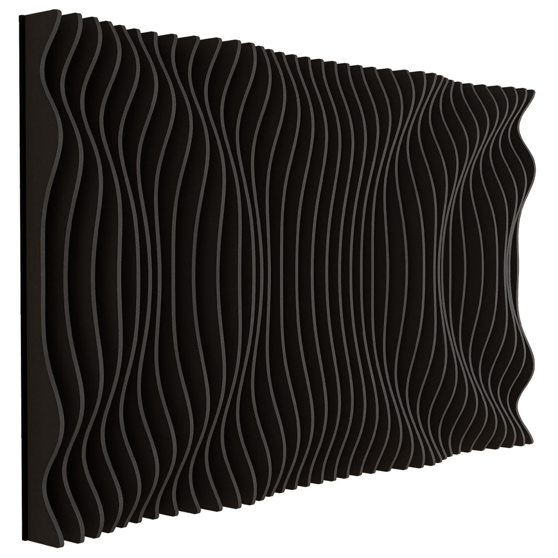 Woodbang Swell Parametric-Wandverkleidung Schrägansicht Ausführung Shallow, Farbe Dark Grey