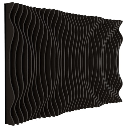 Woodbang Swell Parametric-Wandverkleidung Schrägansicht Ausführung Shallow, Farbe Dark Grey