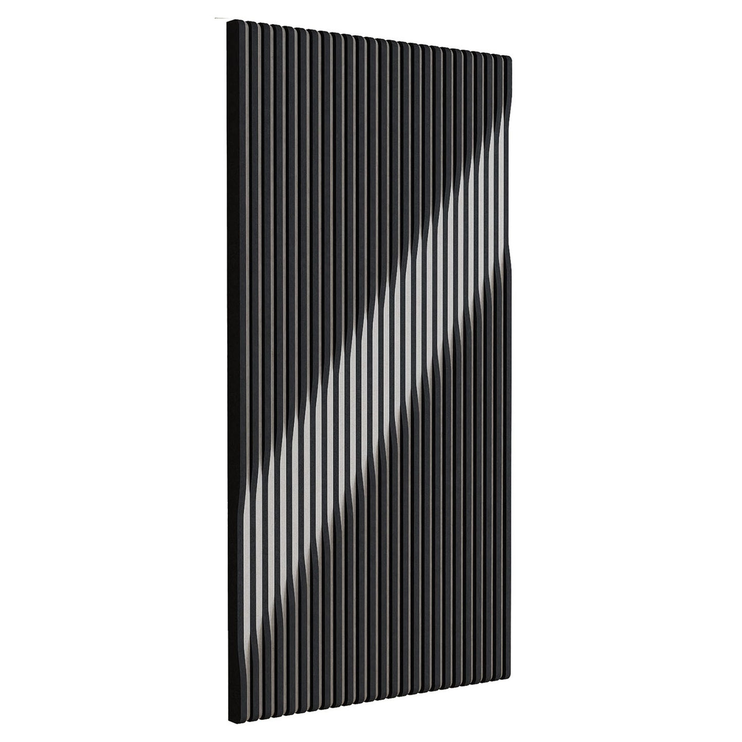 Woodbang V Serie PET-Filz Akustikpaneel Schrägansicht Ausführung Cut, Grösse L, Farbe Dunkelgrau