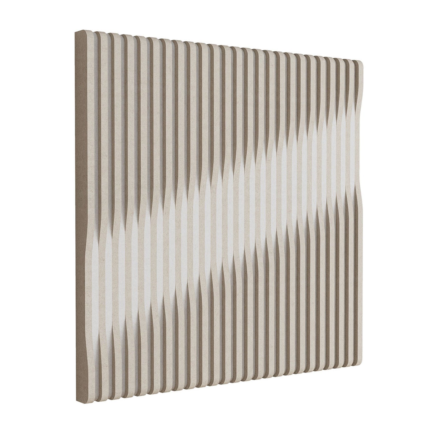 Woodbang V Serie PET-Filz Akustikpaneel Schrägansicht Ausführung Cut, Grösse S, Farbe Beige