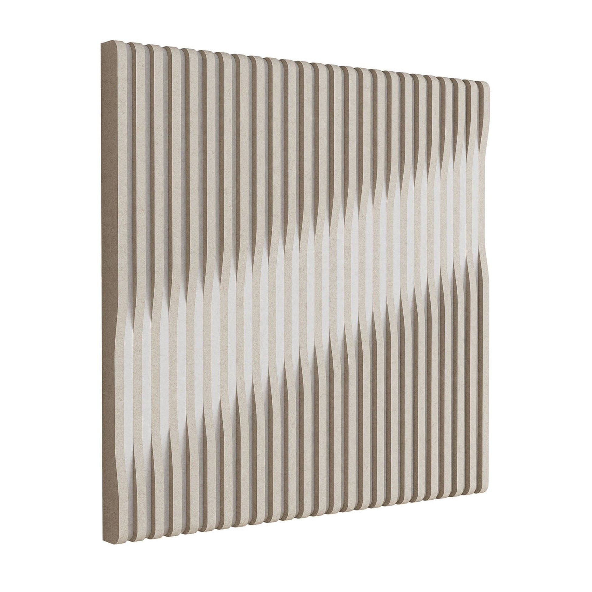 Woodbang V Serie PET-Filz Akustikpaneel Schrägansicht Ausführung Cut, Grösse S, Farbe Beige