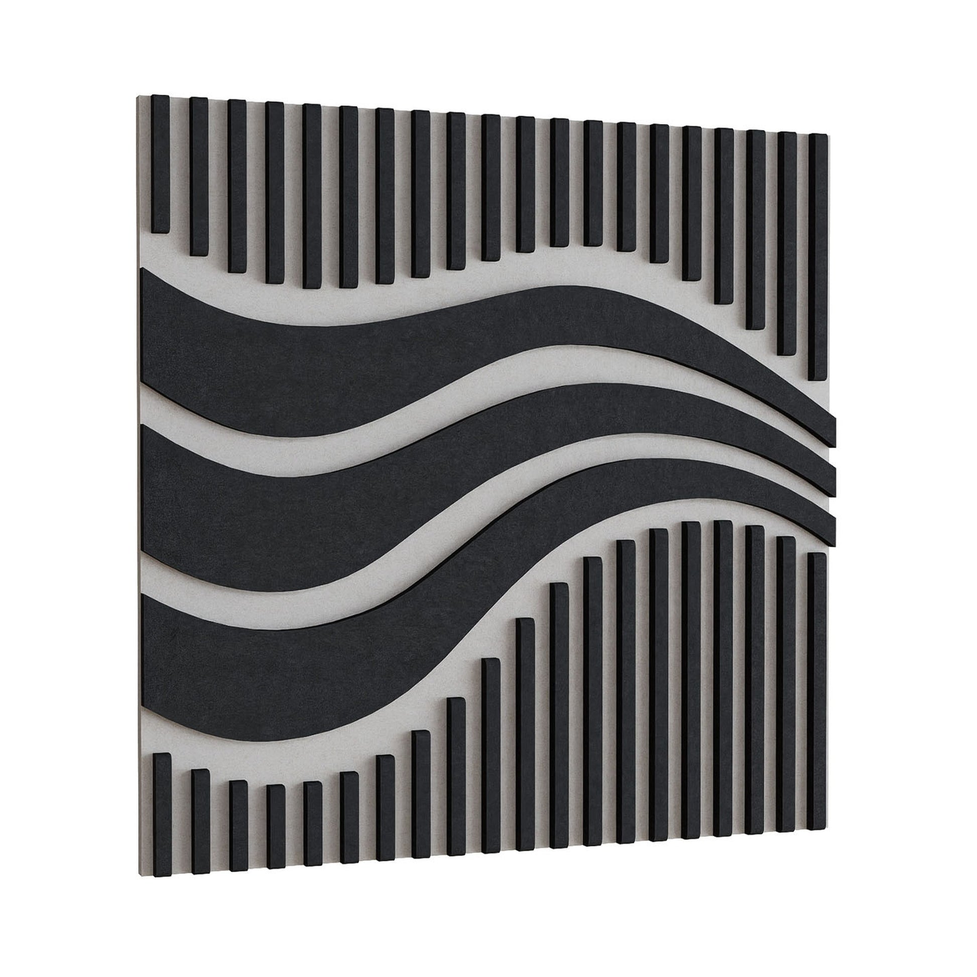 Woodbang Wave ART PET-Filz Akustikpaneel Schrägansicht Farbe Beige