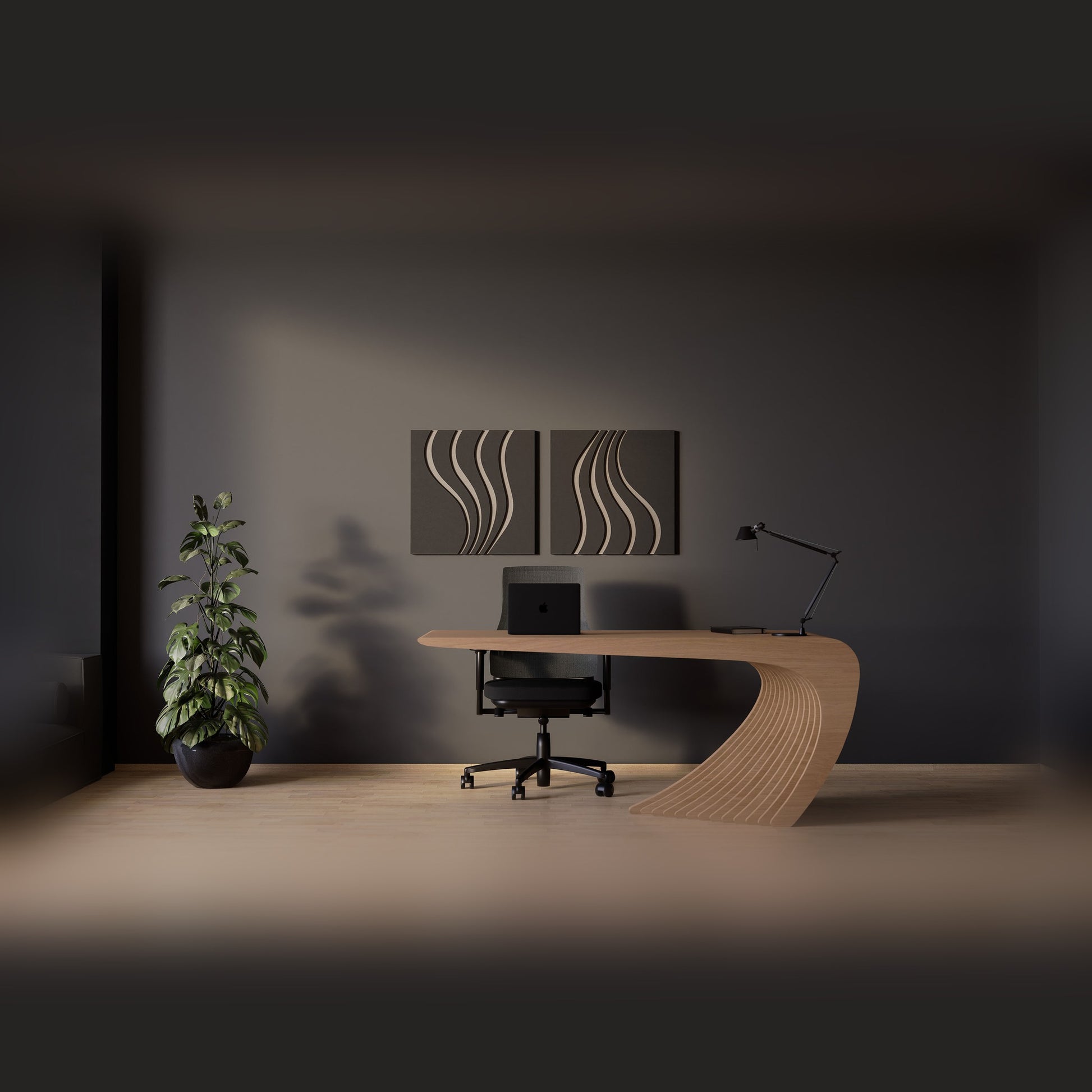 Woodbang Wave PET-Filz Akustikpaneel Lifestyle Büro, Grösse S