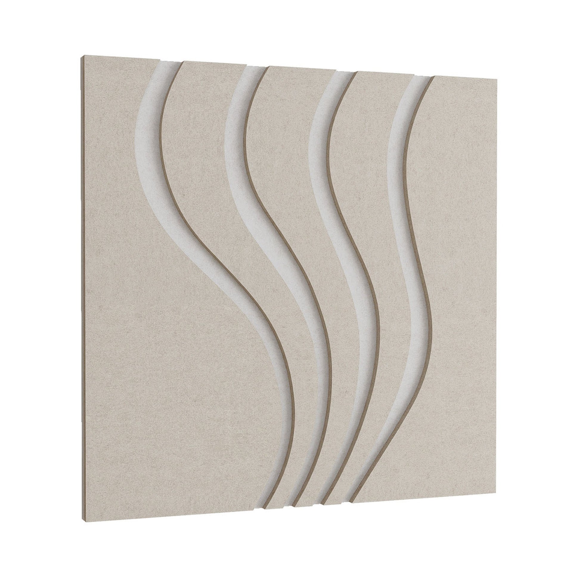 Woodbang Wave PET-Filz Akustikpaneel Schrägansicht Grösse S, Farbe Beige
