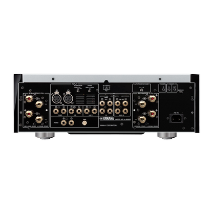 Yamaha A-S2200 High-End-Vollverstärker Silber Rückansicht mit Boxenklemmen und XLR-Eingängen
