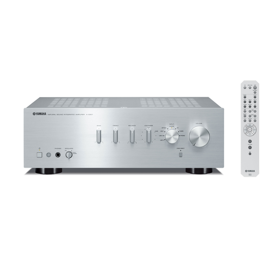 Yamaha A-S301 Stereo-Verstärker Silber Frontansicht mit Fernbedienung