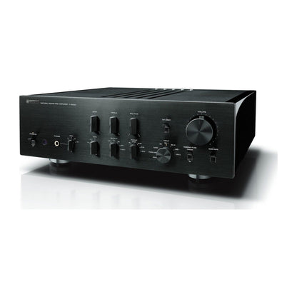 Yamaha C-5000 High-End-Vorverstärker Schwarz Schrägansicht mit gebürsteter Aluminium-Front