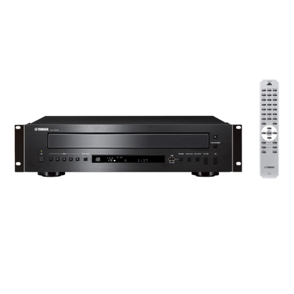 Yamaha CD-C603RK CD-Wechsler Schwarz mit Rack-Halterung Frontansicht mit Fernbedienung