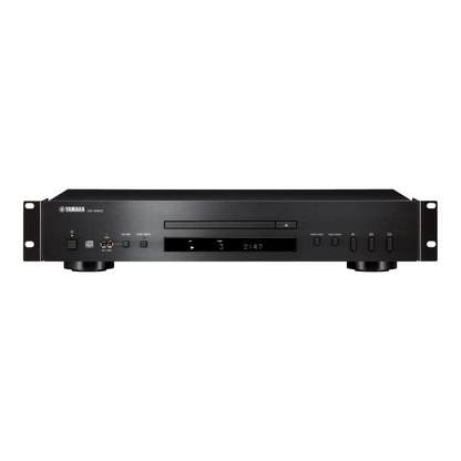 Yamaha CD-S303RK CD-Player Schwarz Frontansicht mit montierten Rack-Winkeln