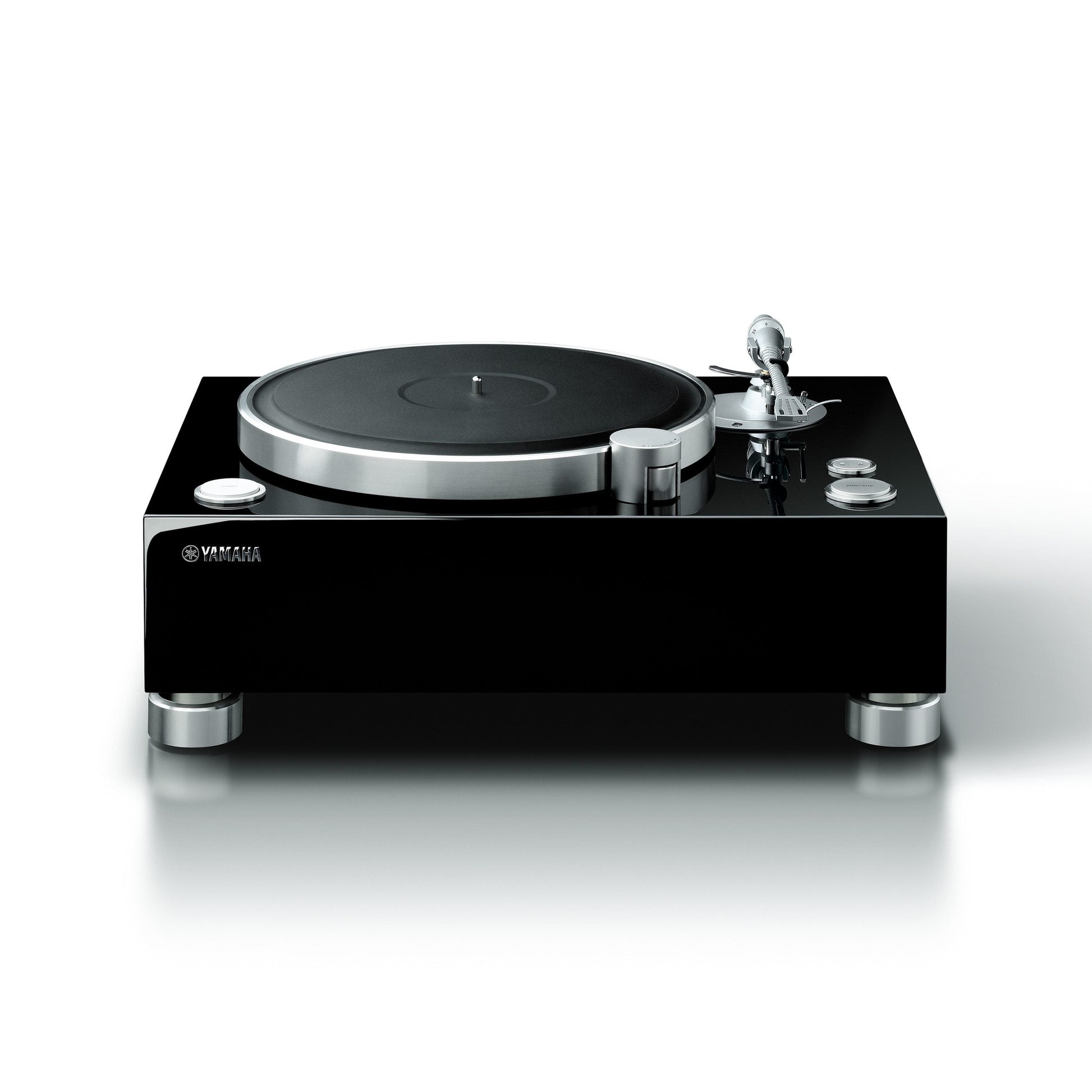Yamaha GT-5000 High-End-Plattenspieler Klavierlack Frontansicht mit Plattenteller und Tonarm