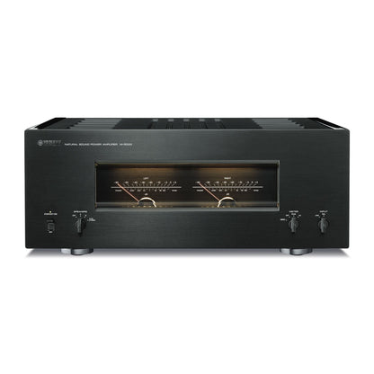 Yamaha M-5000 High-End-Endverstärker Schwarz Frontansicht mit beleuchteten Pegelmetern