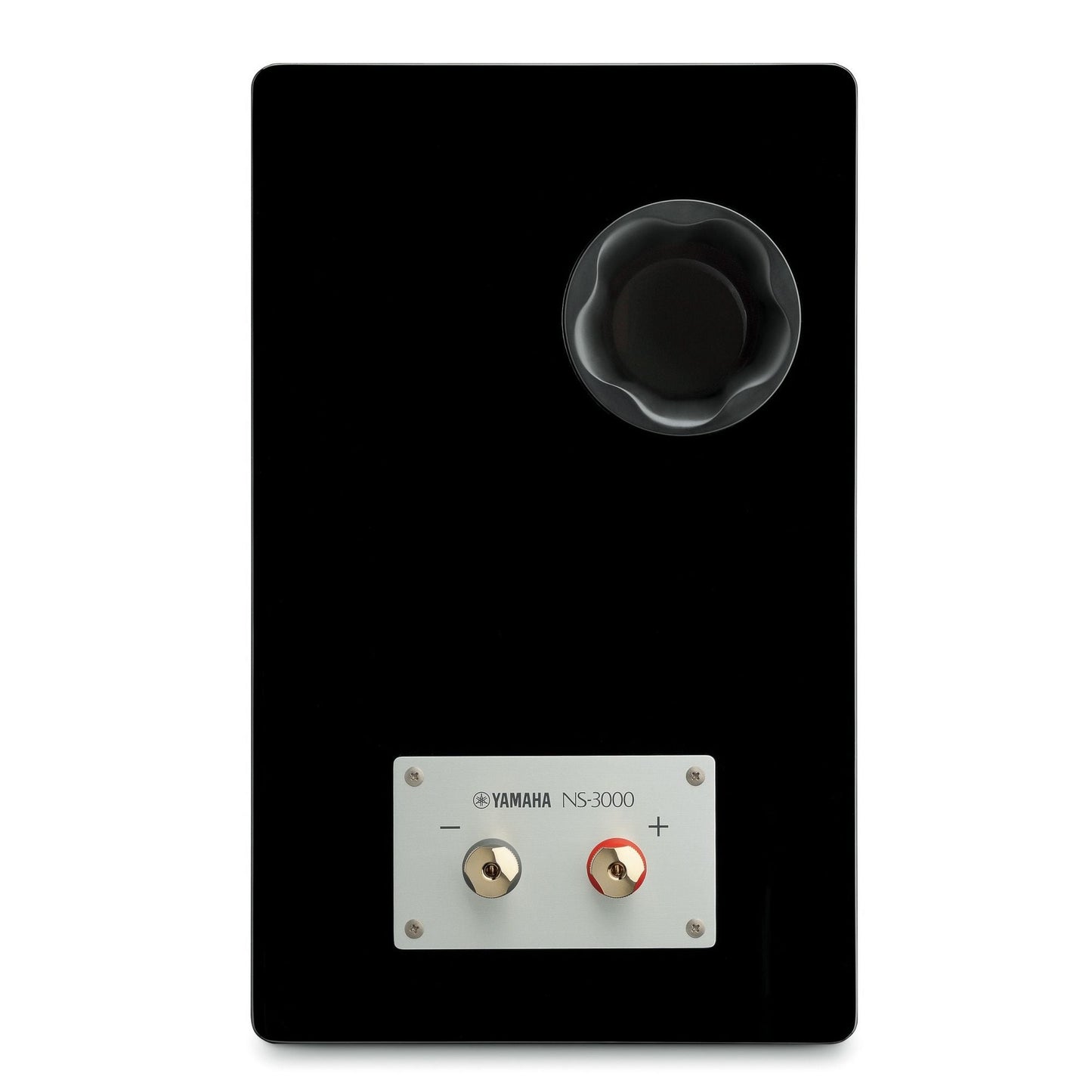 Yamaha NS-3000 Regallautsprecher Klavierlack Rückansicht mit Bassreflexöffnung und Anschlussfeld