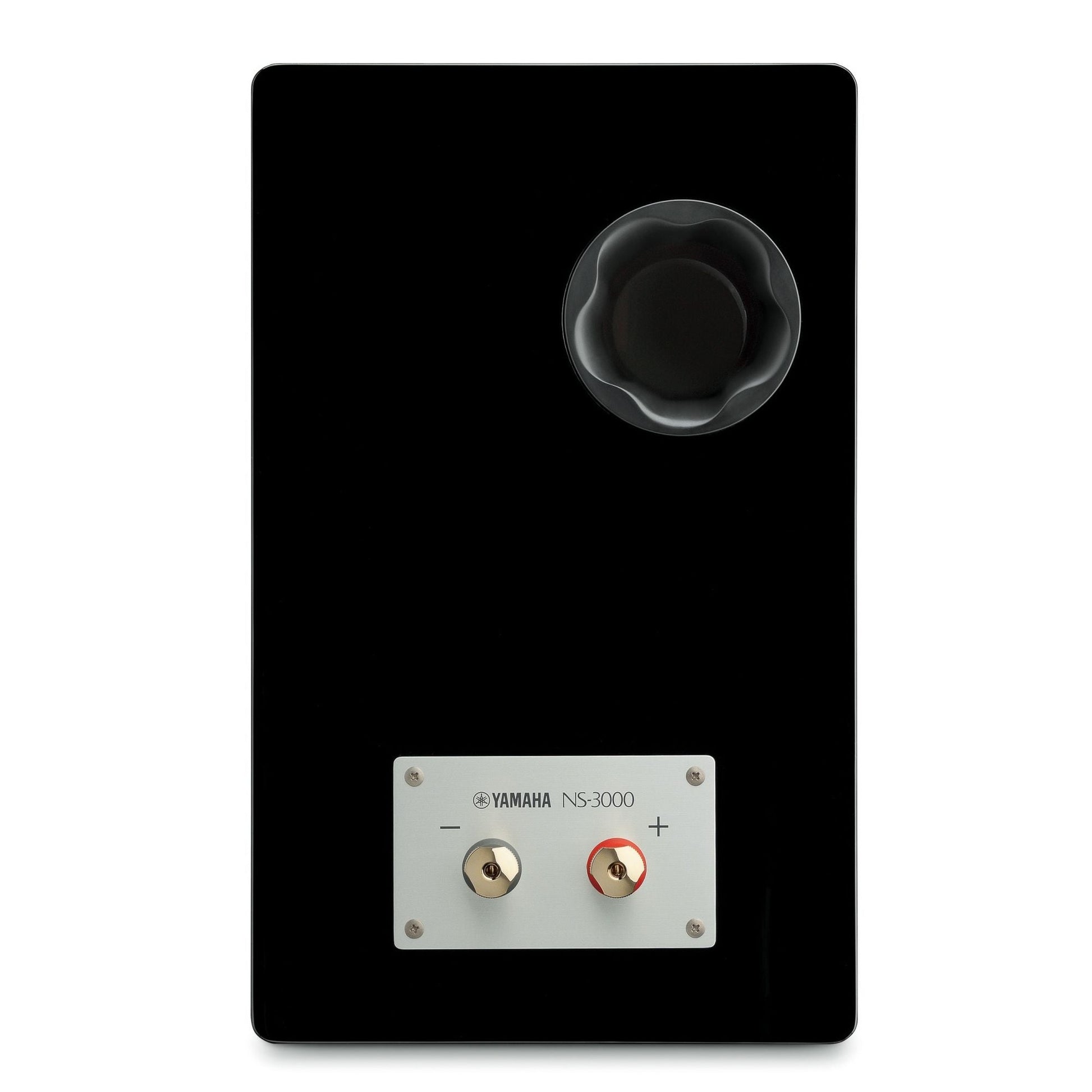 Yamaha NS-3000 Regallautsprecher Klavierlack Rückansicht mit Bassreflexöffnung und Anschlussfeld