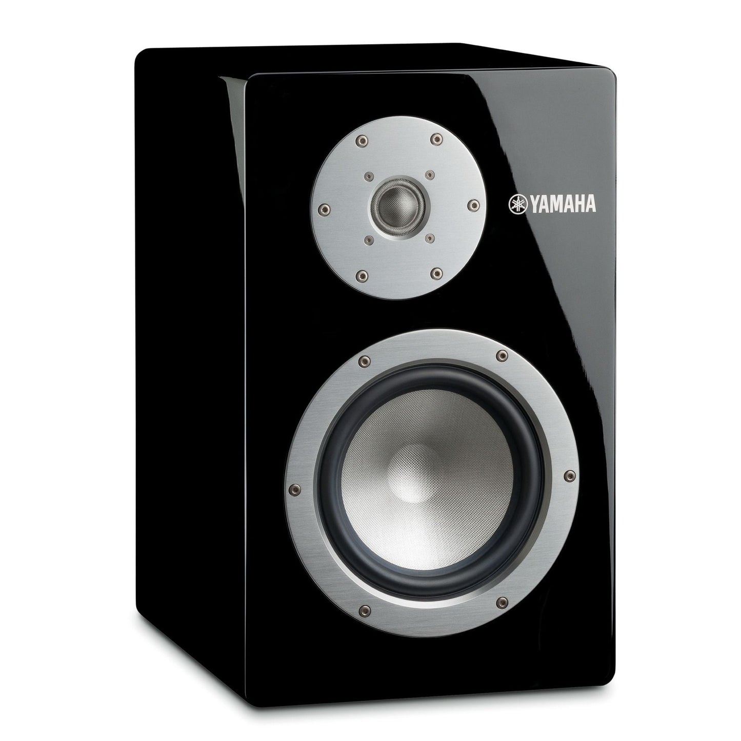 Yamaha NS-3000 Regallautsprecher Klavierlack Schrägansicht von rechts mit Yamaha-Schriftzug