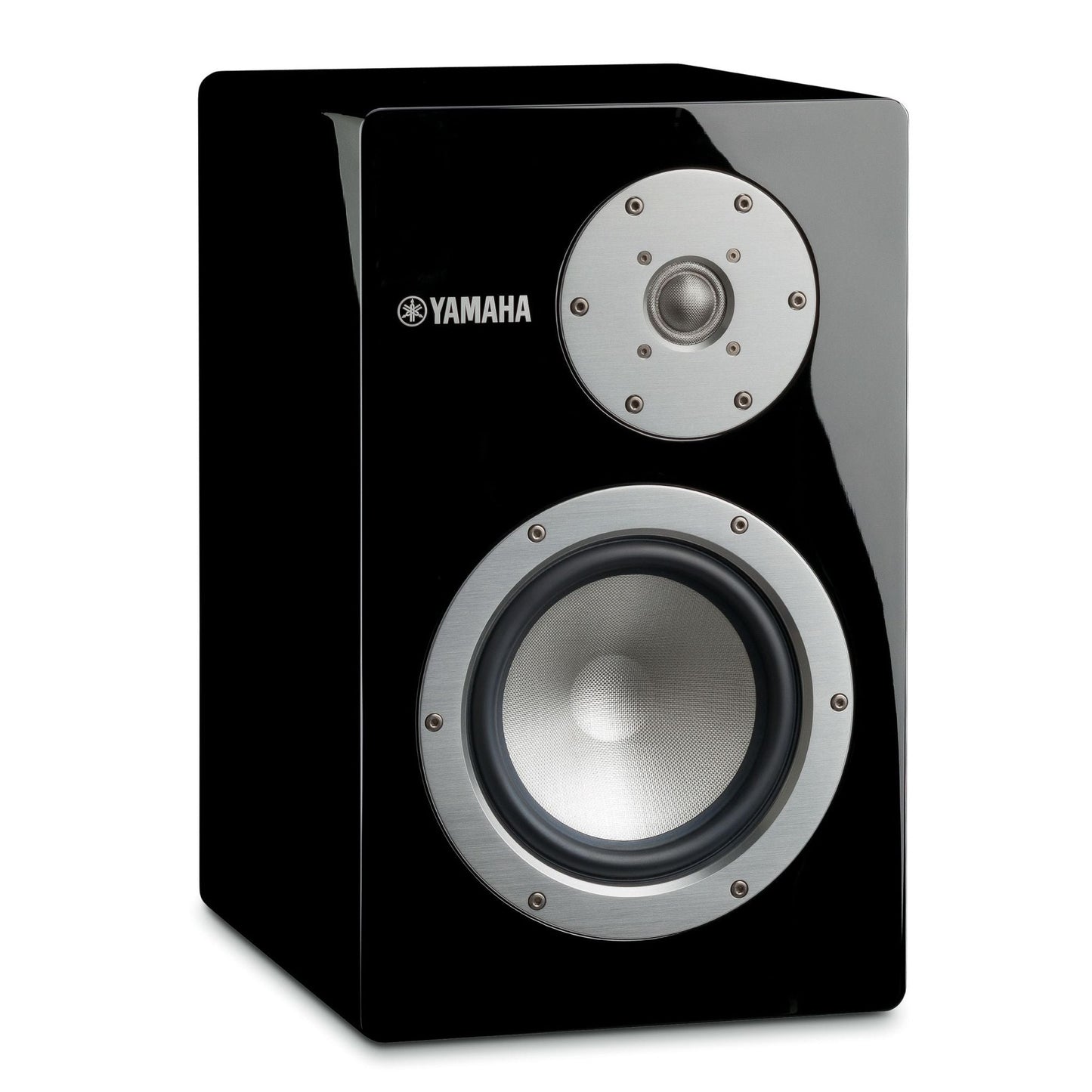 Yamaha NS-3000 Regallautsprecher Klavierlack Schrägansicht von links mit Hochton- und Tiefmitteltöner