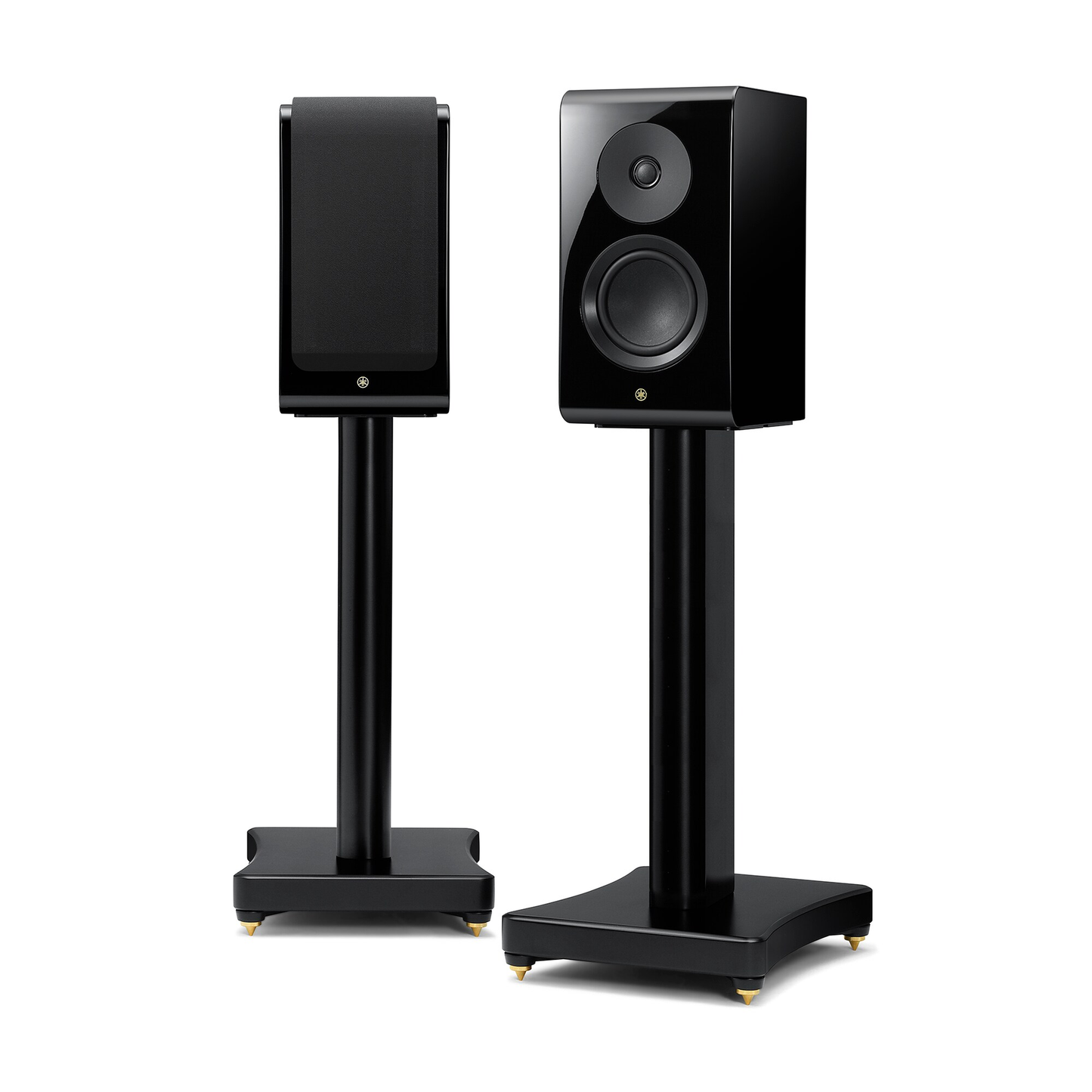 Yamaha NS-600A Regallautsprecher Klavierlack Stereopaar auf den Ständern SPS-600A