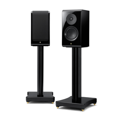 Yamaha NS-600A Regallautsprecher Klavierlack Stereopaar auf den Ständern SPS-600A