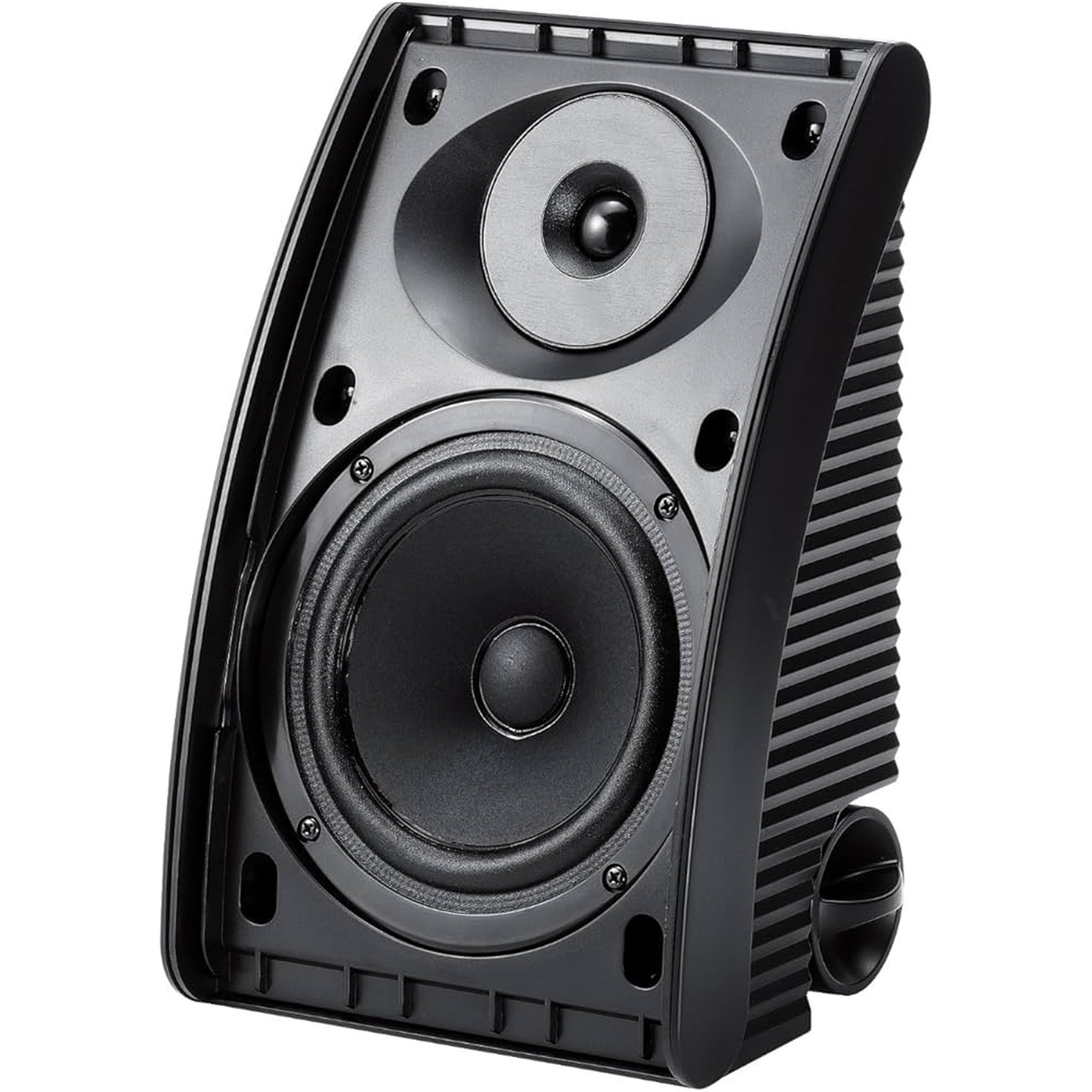 Yamaha NS-AW392 Outdoor-Lautsprecher Schwarz Frontansicht ohne Abdeckung mit Hoch- und Tiefmitteltöner