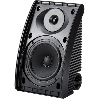 Yamaha NS-AW392 Outdoor-Lautsprecher Schwarz Frontansicht ohne Abdeckung mit Hoch- und Tiefmitteltöner